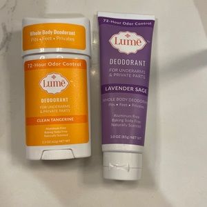 Lume deodorant  bundle  clean tangerine  stick and lavender sage tube NEW sealed